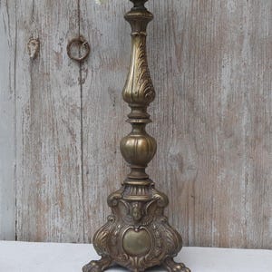 Antique French candlestick - altar candlestick with angel * candelabra * brass * 1900 * brocante - boudoir * farmhouse Christmas * religious