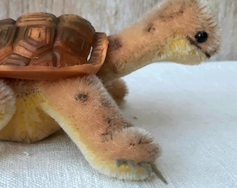 ヴィンテージ シュタイフ モヘア ぬいぐるみ ミニ タートル ボタン付き