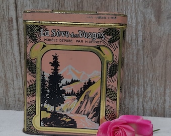 Rara lata francesa rosa de colección "La Séve des Vosges - H DEPRET" * alrededor de 1900 * Brocante - Shabby - Vintage - Casa de campo
