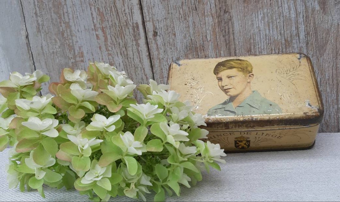 Beautiful Belgian Tin Prince De Liege Collector Tin Storage Perfect for