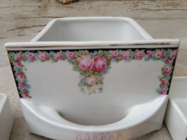 3 antike Schütte aus Porzellan mit Rosen etwa 1920 brocante | Etsy