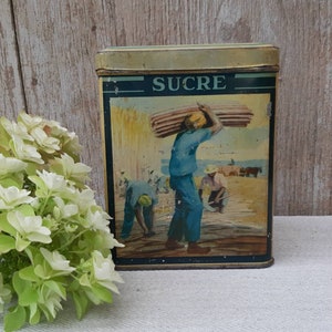 Vintage French tin * Sugar storage tin * around 1900 * Collector&#39;s tin * perfect for Brocante - Shabby * Planter * farmhouse style *
