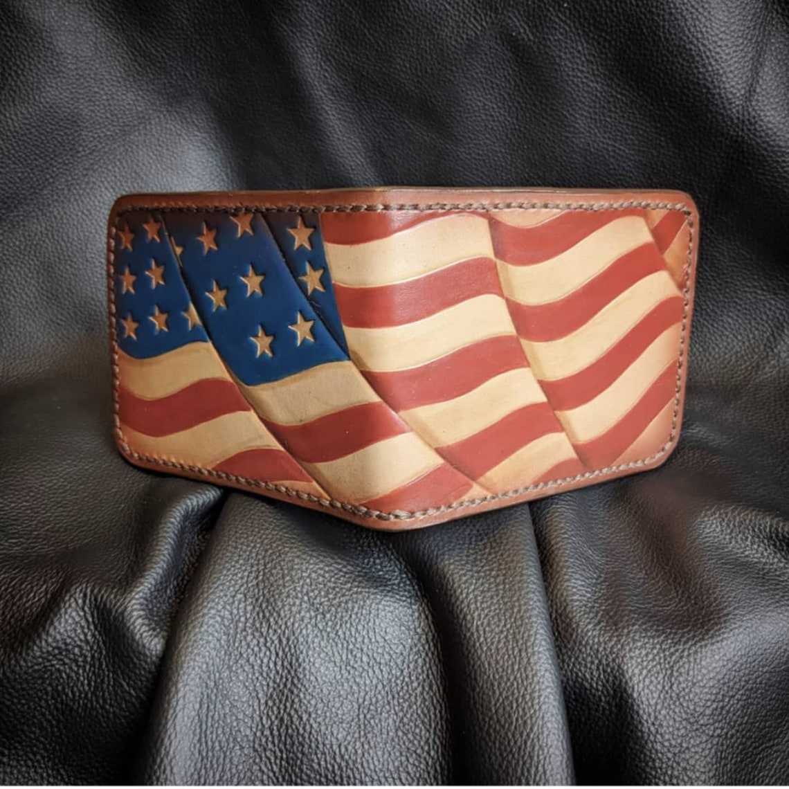 Leather American flag wallet American Flag bifold American Etsy