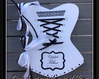 Black and white corset guestbook