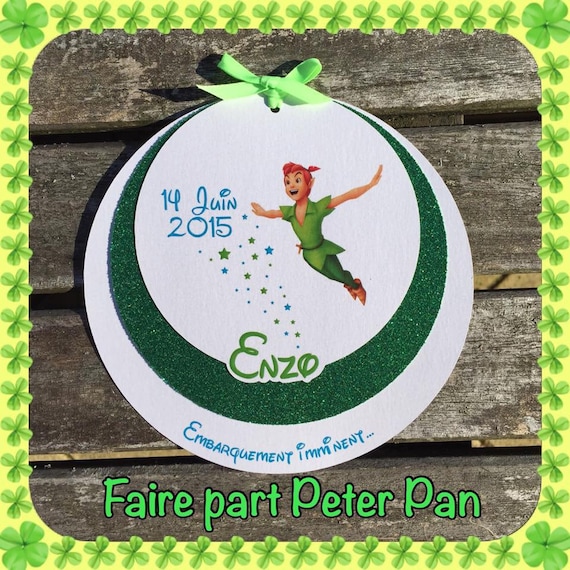 Round baptism announcement Peter Pan theme