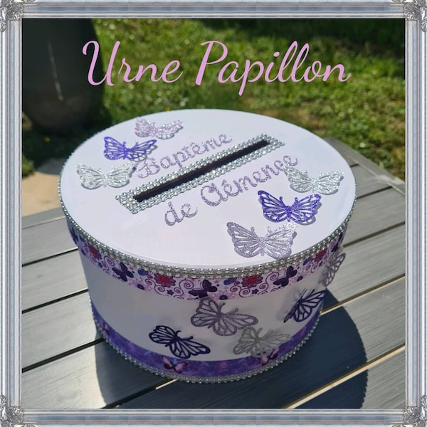 Urne thème papillon personnalisable