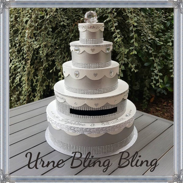 Urne / boîte à enveloppes wedding cake Diamant Bling bling