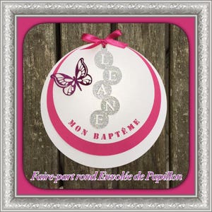Round announcement first name bubble butterfly flight