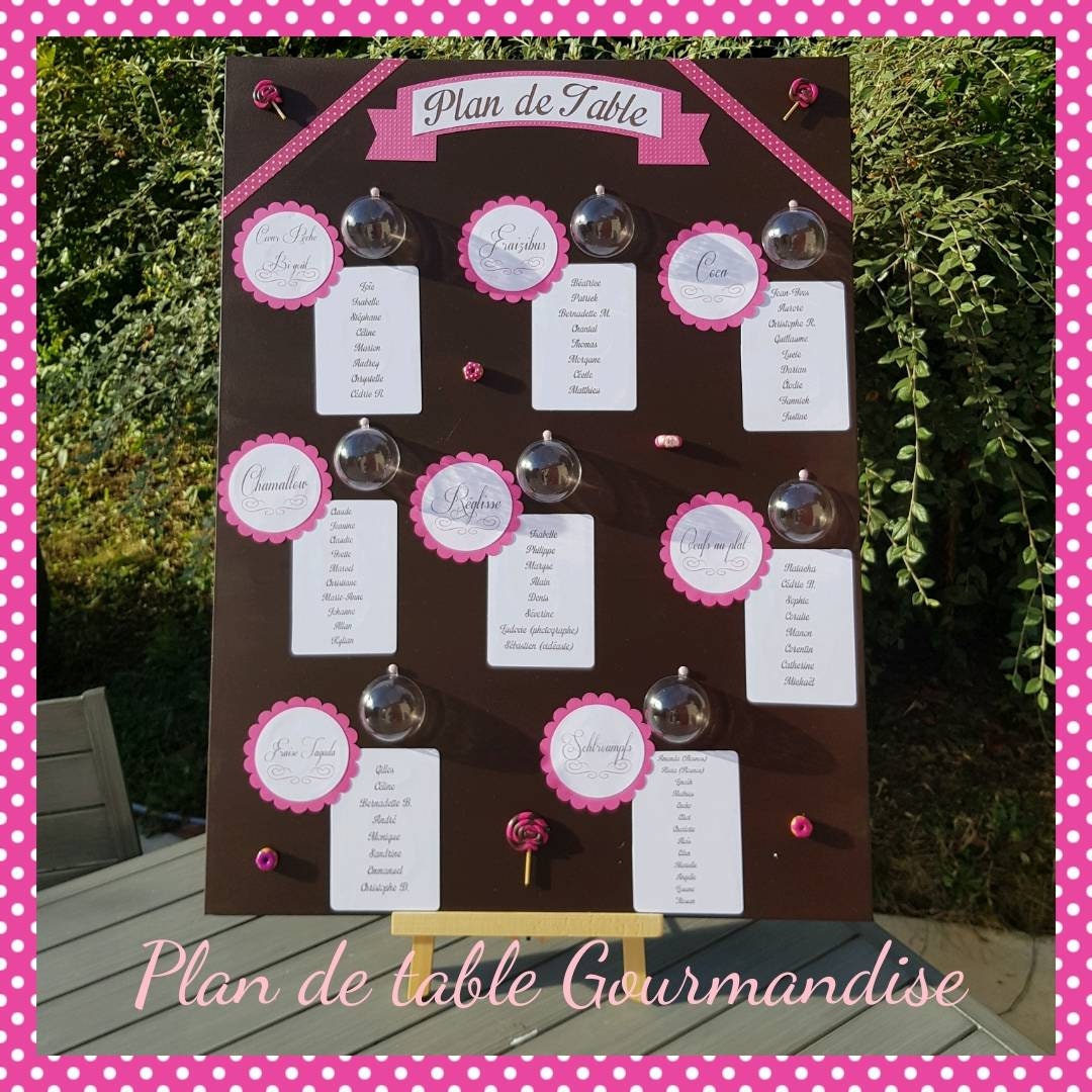 Schéma Plan De Table Mariage Plan de table de mariage sur le thème gourmandise - Etsy France