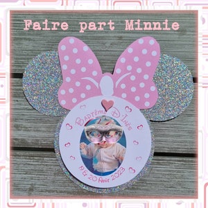 Faire part baptême Mickey et/ou Minnie photo personnalisé