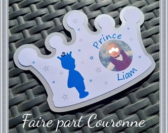 Faire part couronne petit prince baptême garçon