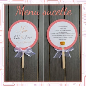Menu sucette mariage ou baptême gourmand