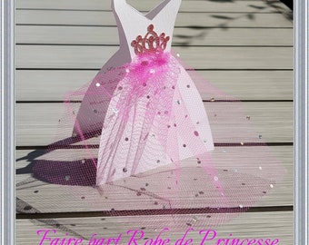 Faire part robe de princesse bapteme et naissance fille totalement personnalisable