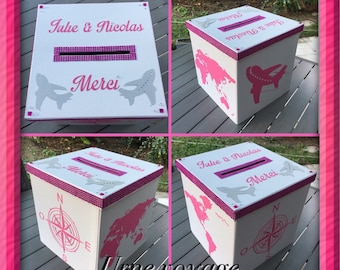 Urna de boda Tema de viaje personalizable