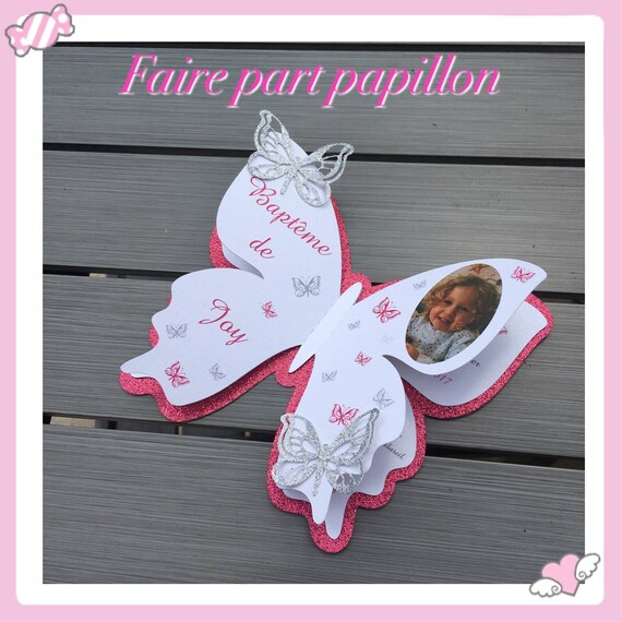 Faire part de bapteme papillon