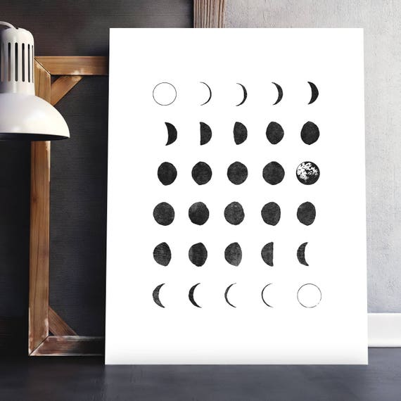 Moon Phases Wall Art, instant download, Halloween printable wall art, Halloween decor, Halloween wall prints, Downloadable prints, Moon