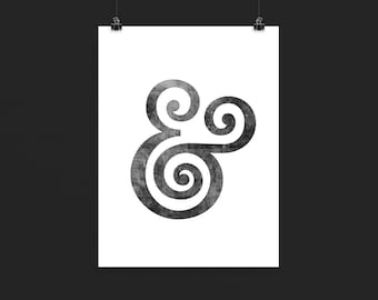 Ampersand print, typography print, Ampersand poster, typography poster, minimalist print, ampersand