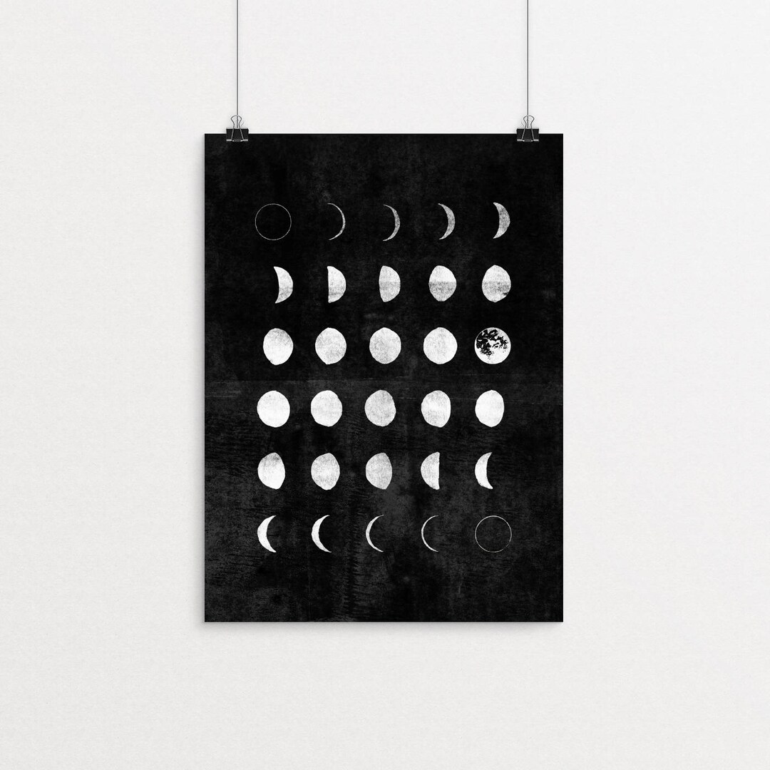 Moon Phases Wall Art, Instant Download, Halloween Printable Wall Art ...