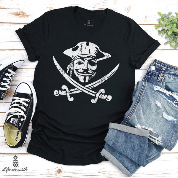 Guy Fawkes Pirate shirt | Anonymous shirt - hacker shirt, v for vendetta shirt, internet hacker t-shirt, prostest shirt, protesting shirt