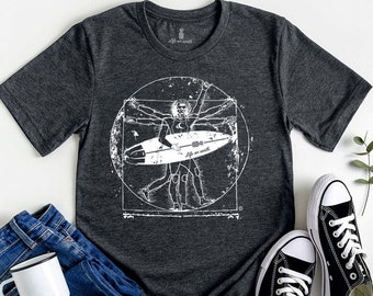 Surfer shirt - Vitruvian Surfer Man t-shirt | surfer gifts, cool gift for surfers, surfing t-shirt, da vinci, tshirt for surfer girl or dude