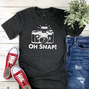 Oh Snap shirt gift for photographer funny photographer t-shirt, camera shirt, photography shirt, photographer gift, tshirt men womens Dark Grey Heather