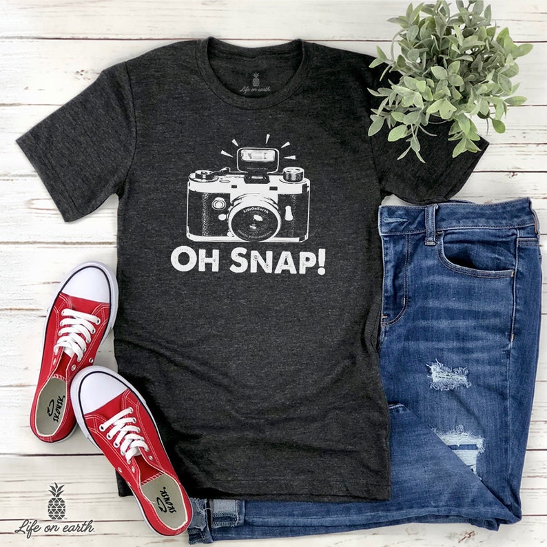 Oh Snap shirt gift for photographer funny photographer t-shirt, camera shirt, photography shirt, photographer gift, tshirt men womens Dark Grey Heather