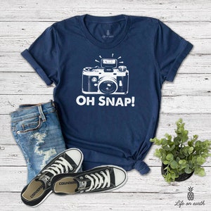 Oh Snap shirt gift for photographer funny photographer t-shirt, camera shirt, photography shirt, photographer gift, tshirt men womens Navy