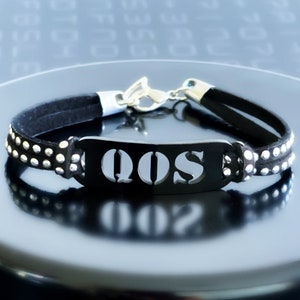 Queen of Spades Black Bar Studded Suede Bracelet - MFM, Threesome, Hotwife Swinger, Hot Wife, QOS, BBC, Jewelry, Anklet