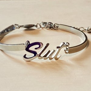 Slut Stainless Steel Bracelet Hotwife Mfm Threesome Etsy