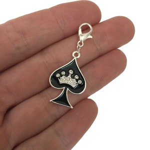 Rhinestone Spade w/ Crown Charm - Hotwife, QOS, MFM, Swinger, Hot Wife, Cuckold, Queen of Spades, BBC, Jewelry, Anklet, Bracelet, Necklace