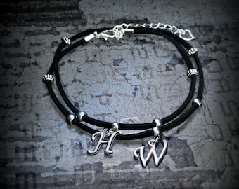 Hotwife Anklet: Black Suede HW Initial Charm Anklet