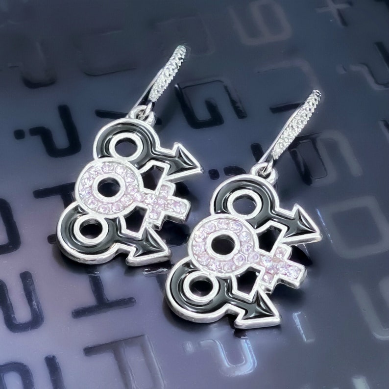 MFM Rhinestone Drop Earrings Hotwife QOS Queen of Spades Etsy