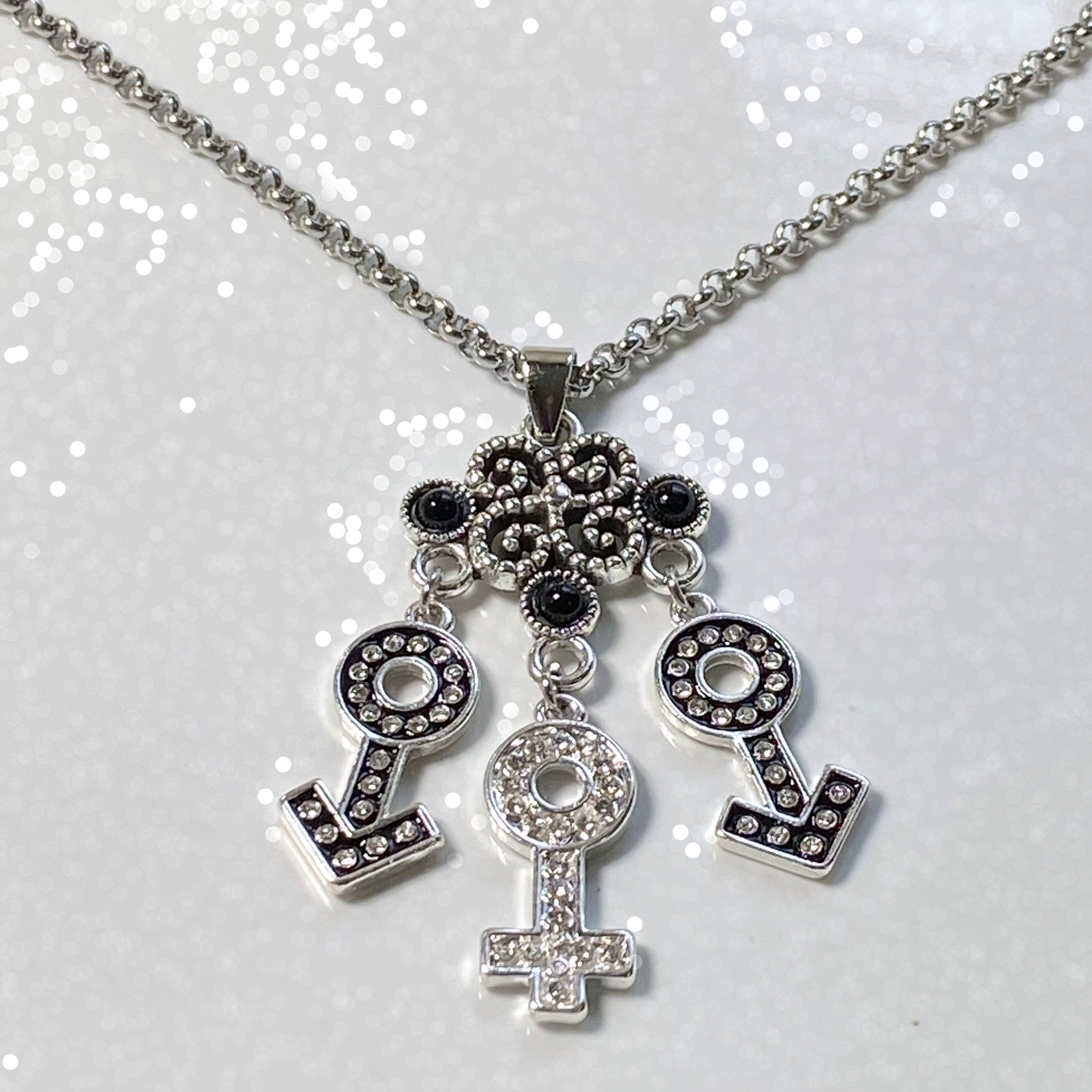 Rhinestone MFM Symbols Necklace Hotwife