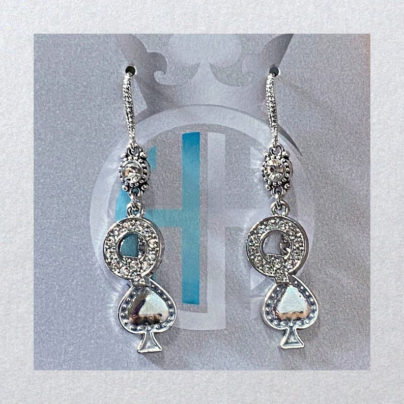 QOS Rhinestone Drop Earrings Hotwife Queen of Spades Etsy