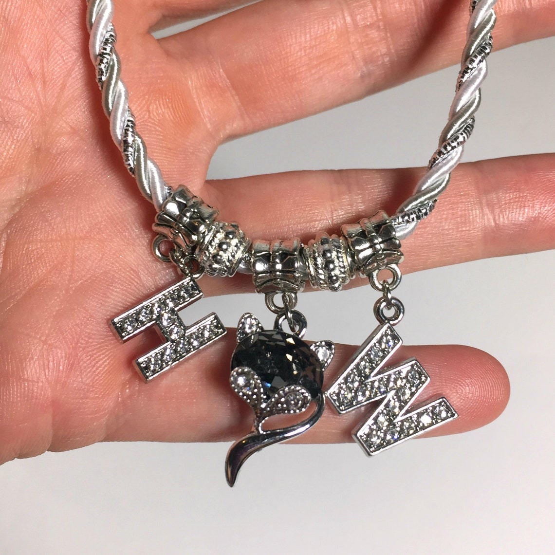 Hotwife Silk Anklet with Rhinestone Letters & Vixen charm | Etsy