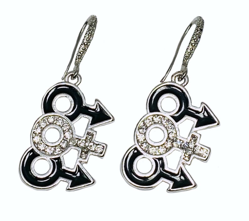 MFM Rhinestone Drop Earrings Hotwife QOS Queen of Spades Etsy