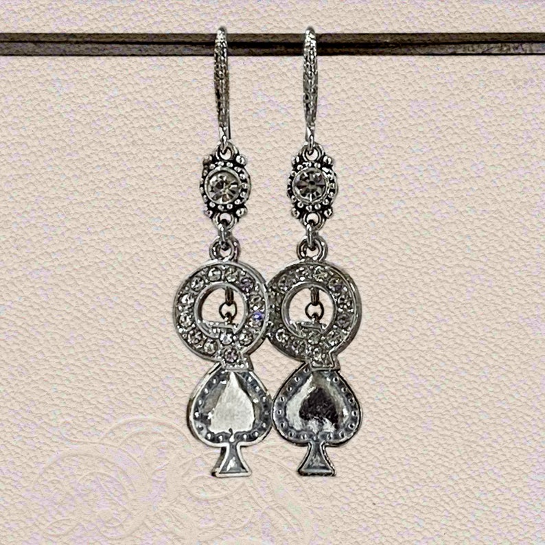 QOS Rhinestone Drop Earrings Hotwife Queen of Spades Etsy
