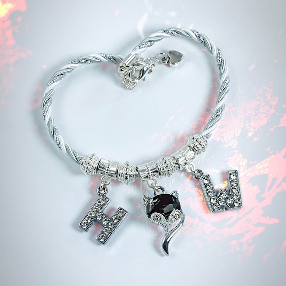Hotwife Silk Anklet With Rhinestone Letters and Vixen Charm