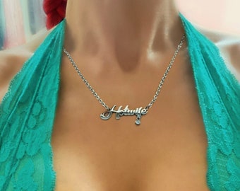 Hotwife Stainless Steel Necklace with Crystal Charm