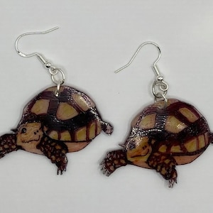 Tortoise reptile dangling earrings