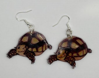 Tortoise reptile dangling earrings