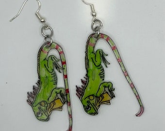 Iguana dangling earrings
