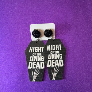 Wooden Night of the Living Dead Coffin Earrings