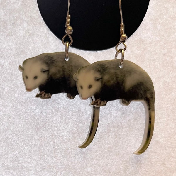 Mommy Opossum Photo Printed Earrings