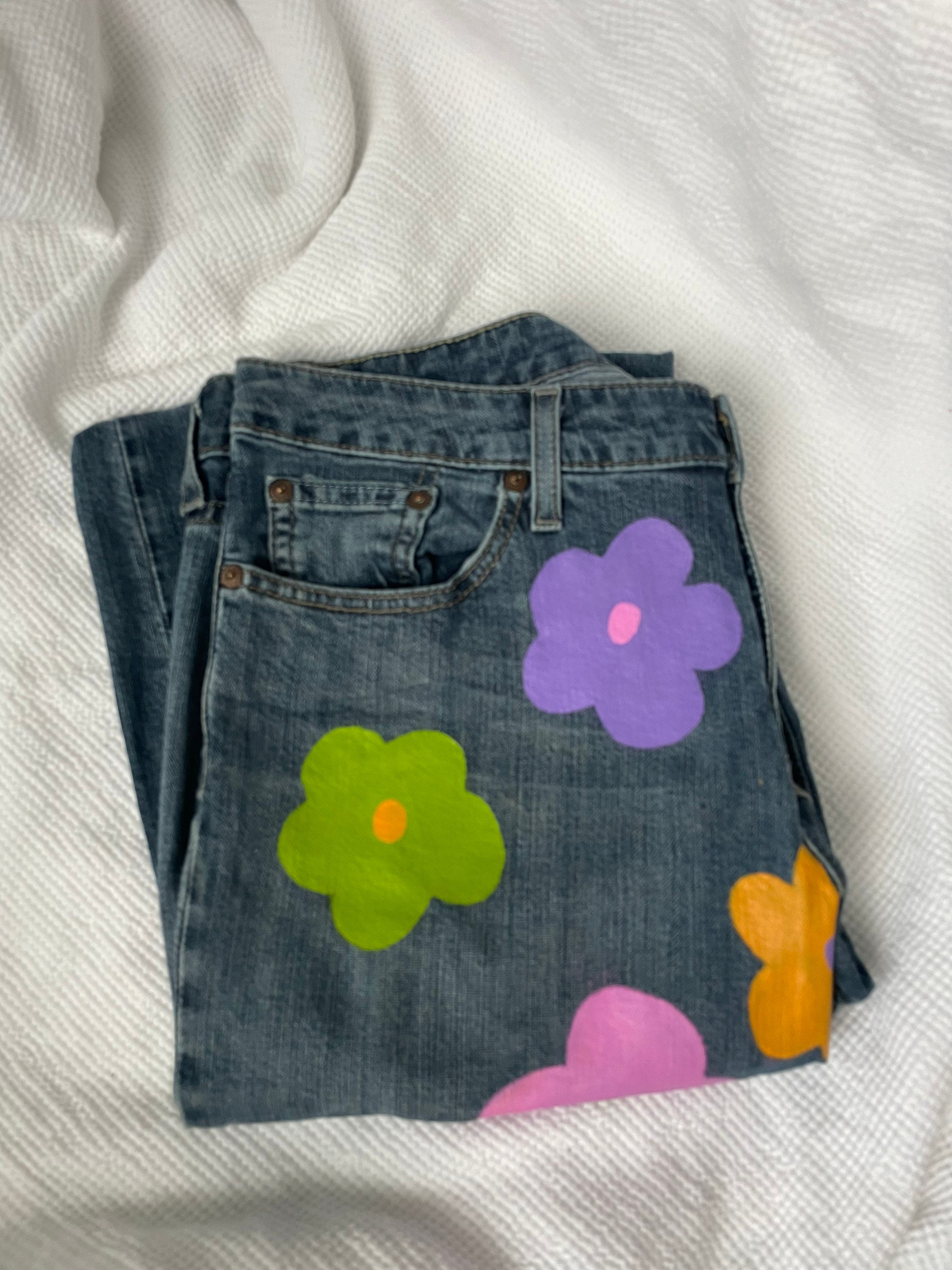Flower Painted Levis - Etsy Canada Flower Painted Levis - Etsy Canada