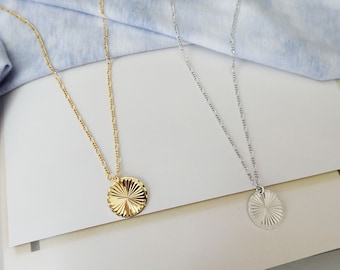 Lux Starburst Necklace • Gold 925 Sterling Silver Necklace • Sun • Gift for Her • Statement Textured • Wife • Sister • Christmas