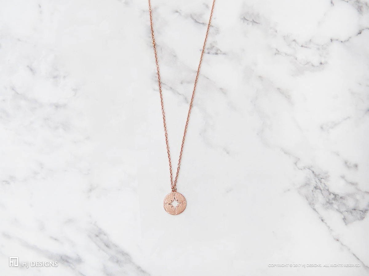 Compass Rose Gold Waypoints Necklace Large Pendants | Nautical Luxuries
