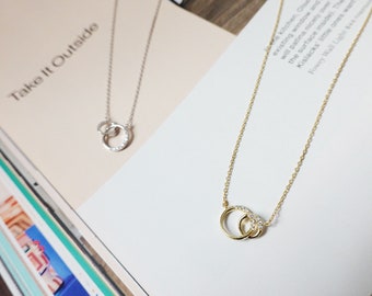 Honor Necklace • Double Circle Necklace • Promise • Gold 925 Sterling Silver Necklace • Birthday • Best Friend • Valentine’s • Christmas