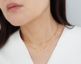 Rory Necklace • Gold Vermeil 925 Sterling Silver • Double Chain Layered Necklace • Unique • Minimalist • Delicate • Sister • Friend