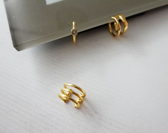 Cara Ear Cuffs • 18k Gold Vermeil 925 Sterling Silver • Dainty Cuff • Adjustable • Simple • Cubic CZ • Birthday • Gift for Her • Valentine